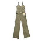 Vuori Jumpsuit Womens S Small Herb Pose Henley Shelf Bra Ribbed Drawcord *READ