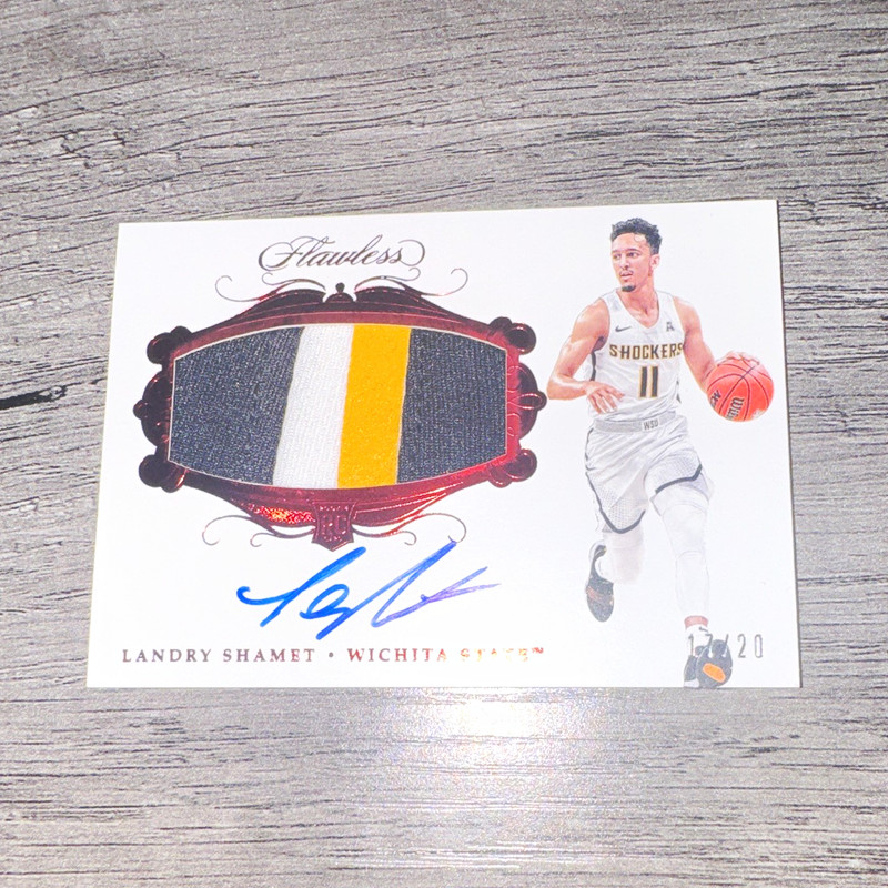 Panini 2018-19 Flawless Collegiate Landry Shamet RPA Ruby /20 #123 Patch Auto