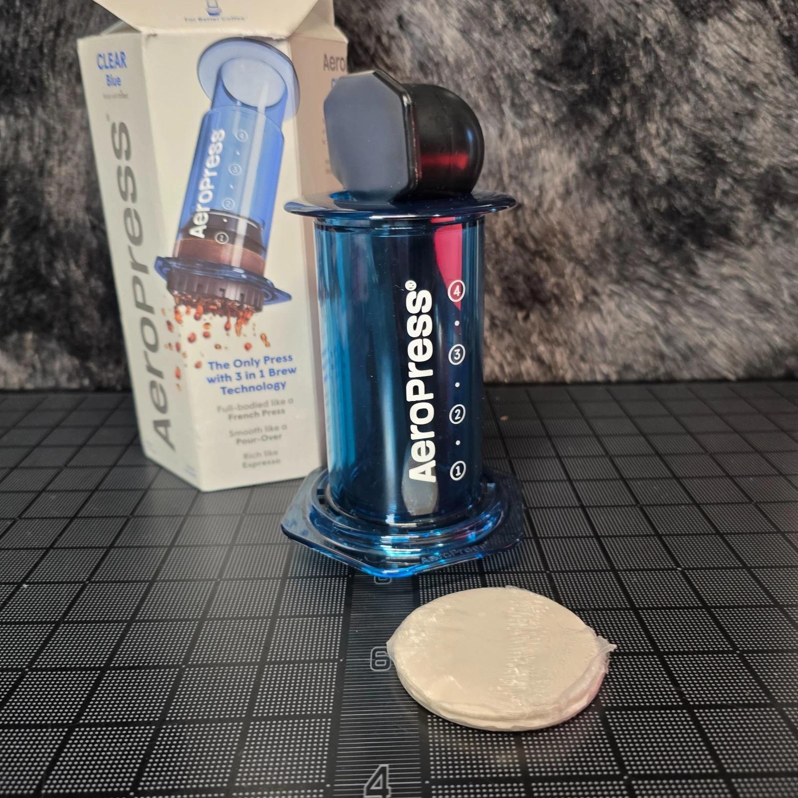 AeroPress Clear Blue Coffee Press Open Box Complete Set