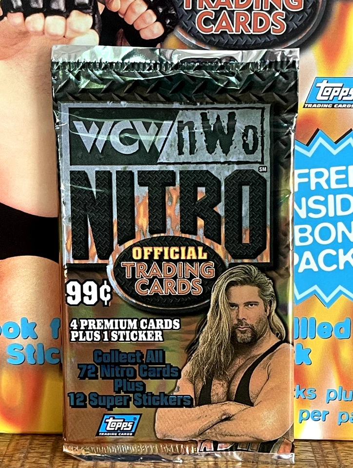 1999 TOPPS WCW/nWo NITRO WRESTLING PACK 🍿 4 Cards AUTOS? HULK HOGAN STING OVP‼️ - Bild 1 von 4