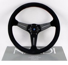 Nardi Steering Wheel Deep Dish Corn 350 Mm Black Suede Leather Classic Horn
