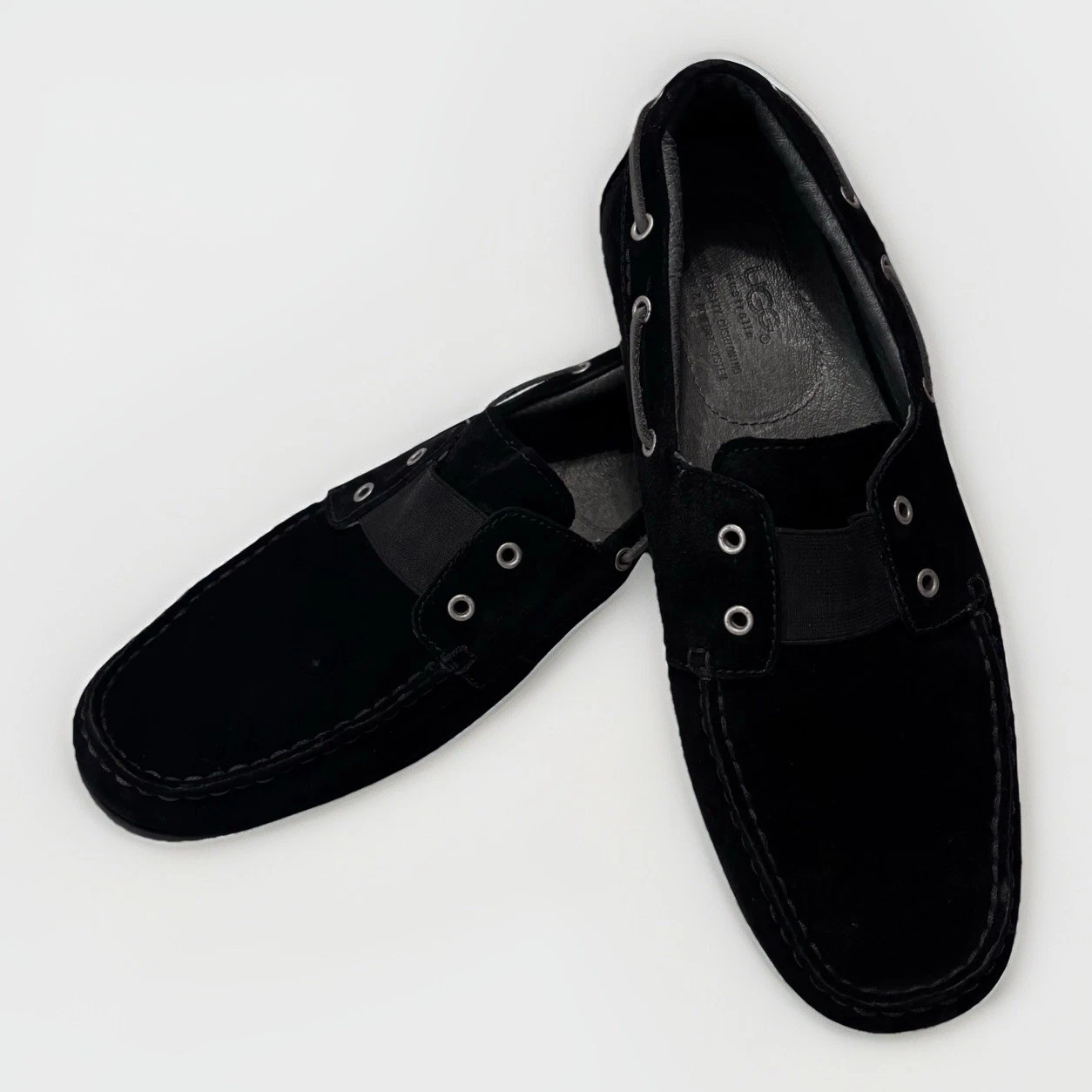 Mocassino mocassino UGG Australia uomo taglia 11 nero pelle scamosciata scarpe da guida 3123