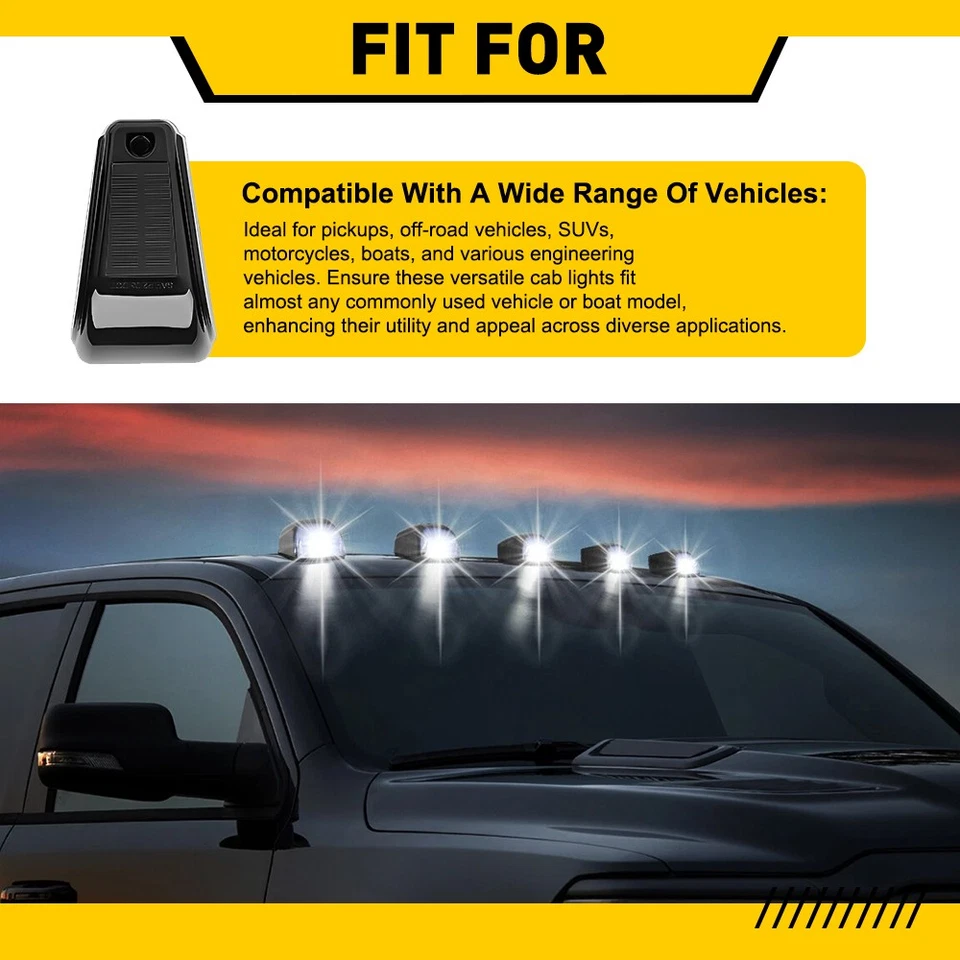 5-10X Lente ahumada Blanco Cabina Superior Techo Marcador Luces LED para Camión SUV Coche Foto 2 de 4