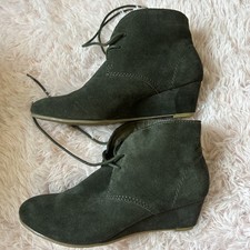 Crown Vintage Short Wave Dark Grey Suede Ankle Boots Women's Size 5.5m New
