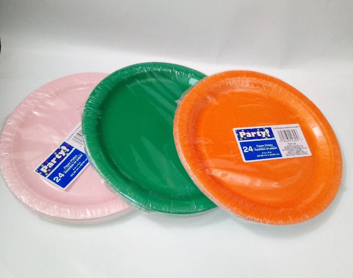 ASSORTED COLORS (24 COUNT) PAPER PLATES (PARTY/PARTY/PARTY) NOT  MICROWAVEABLE