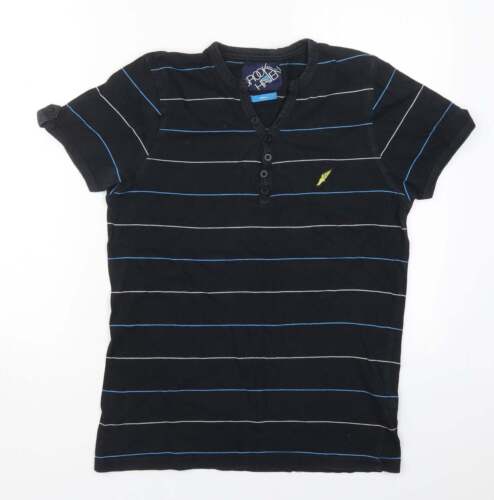 Brookhaven Herren schwarz gestreift Baumwolle T-Shirt Größe S Henley - Bild 1 von 12