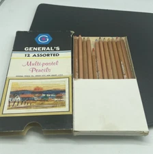 Vintage General’s Multi-Pastel Pencils 12 Assorted #4412A in original box