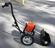 WALK BEHIND 52CC GAS POWER BROOM SNOW  ARTIFICIAL GRASS SWEEPER CLEANER