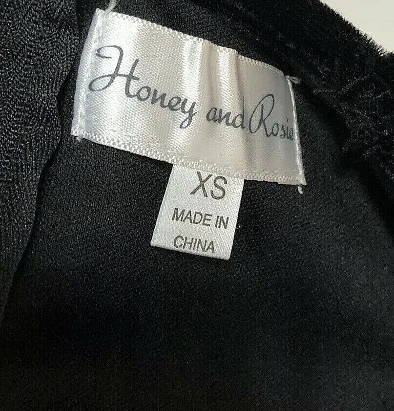 VALENTINO Honey Rosie Vestito Tubino XS Mini Bodycon Elasticizzato Velluto Festa Cocktail Nero Nuovo