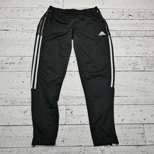 Adidas Track Jogger Pants Womens M Black Polyester Athleisure PrimeGreen