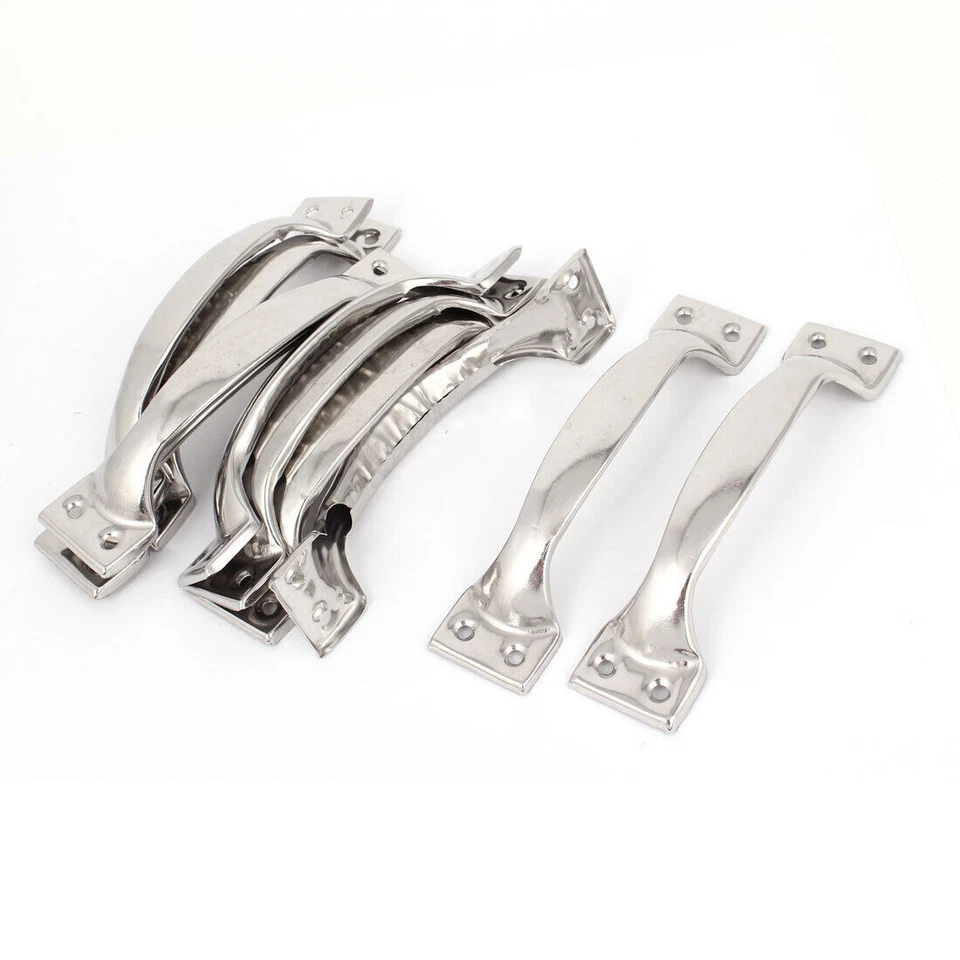 6 Maniglie argento acciaio inox armadio porte cassetti mobili cucina con viti - Immagine 3 di 4