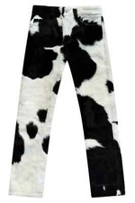 Men s Genuine Cowhide Hair Pant Unique Western Style Vintage Leather Pants