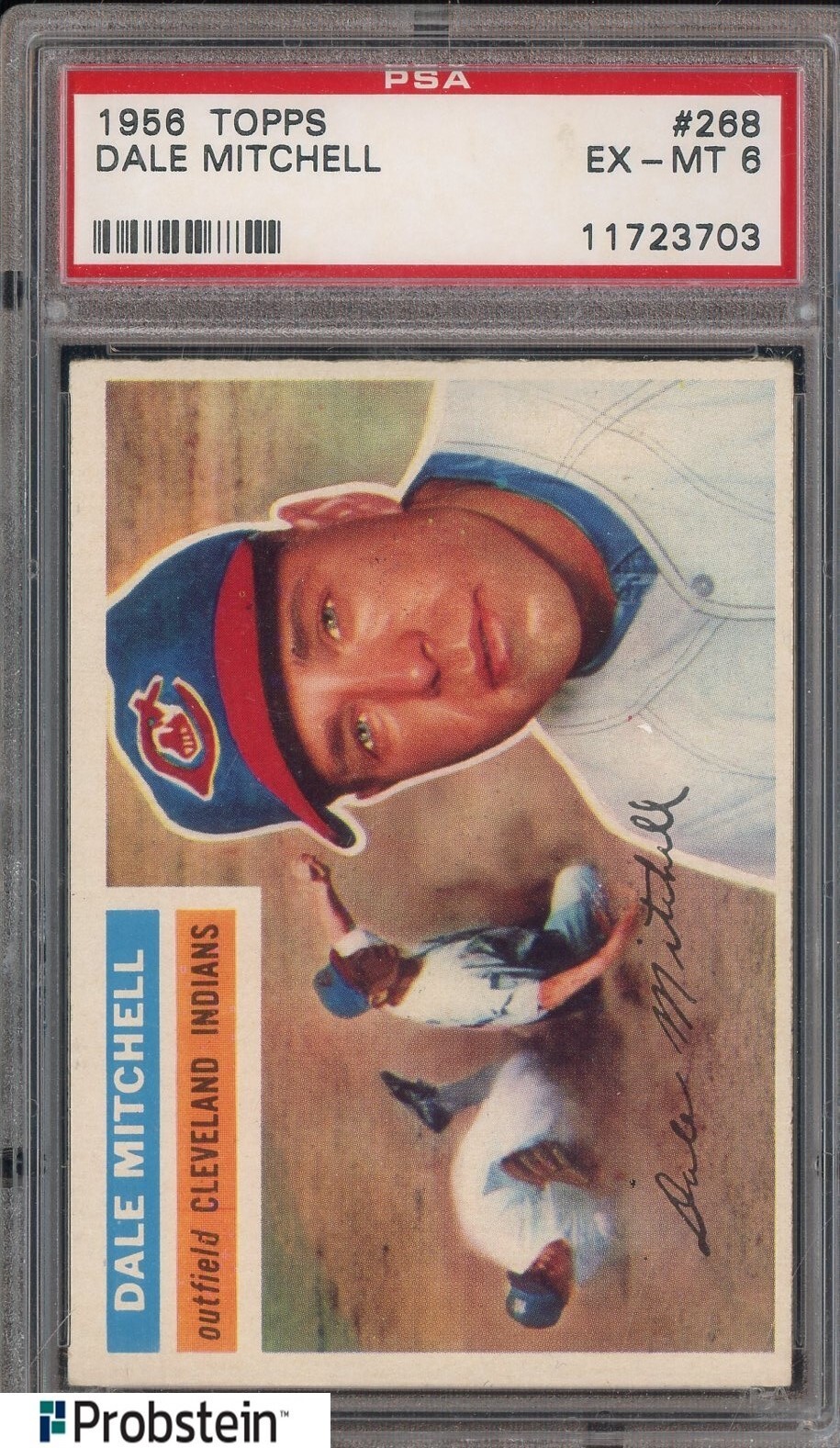 1956 Topps SETBREAK #268 Dale Mitchell Cleveland Indians PSA 6 EX-MT
