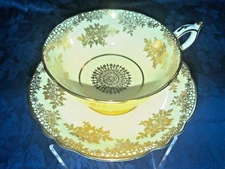 Paragon Tea Cup and Saucer Yellow and Gold