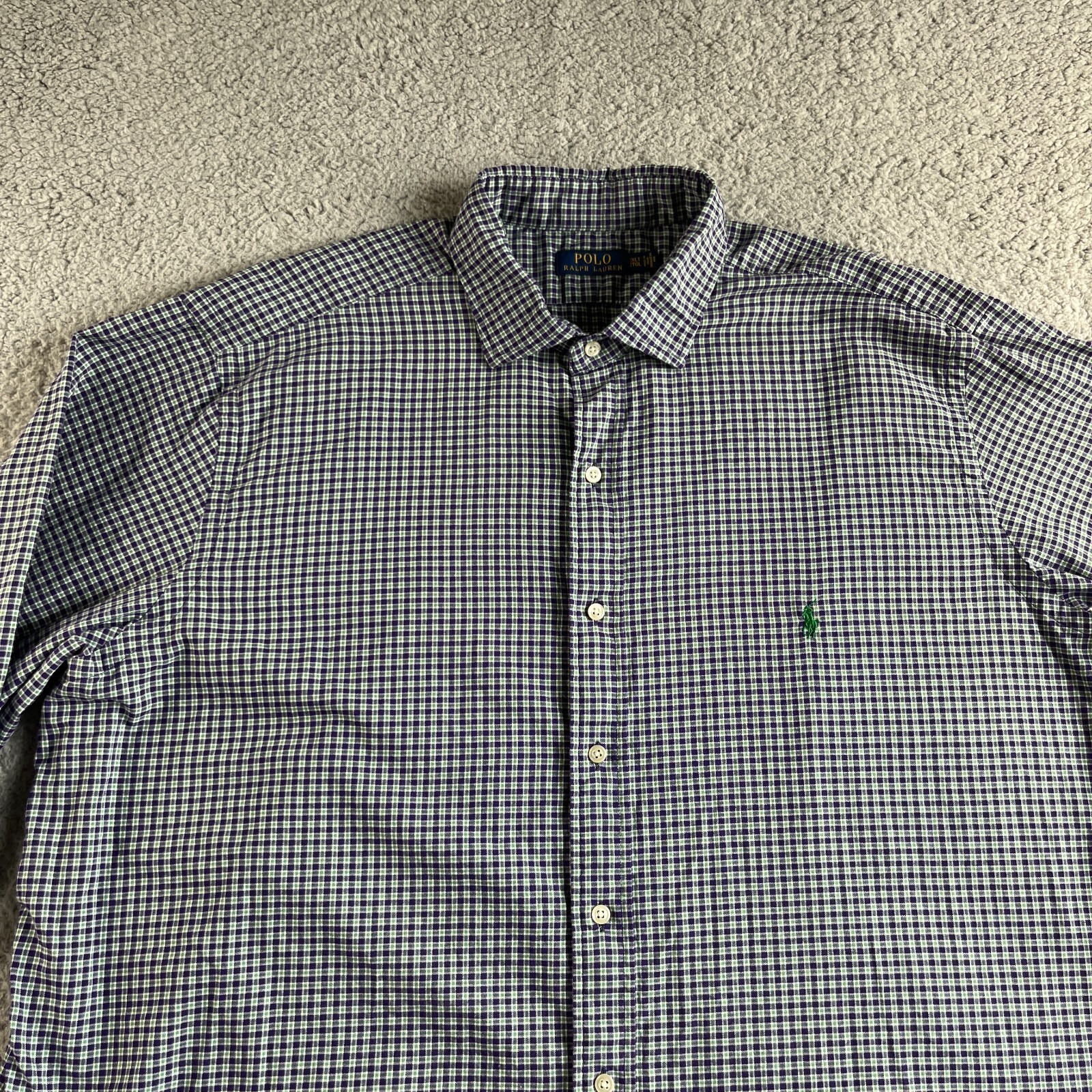 NEW Ralph Lauren Polo Shirt Mens Big & Tall 2XLT Purple Green Check Long Sleeve