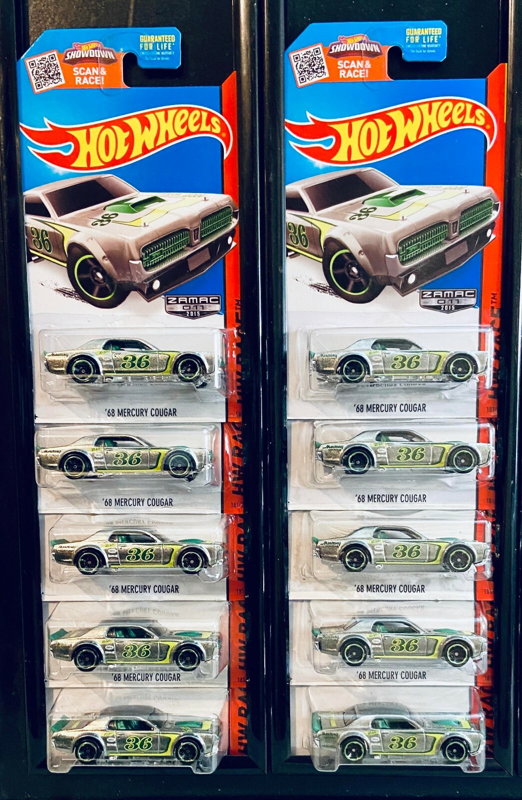 Hot Wheels 2015 # 181 Track Aces '68 Mercury Cougar ZAMAC 011 Walmart Lot of 10