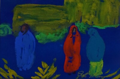  Pat Correa ''Indian Recoss'' Original Watercolor, Colorado, Native Figures, 8x10 