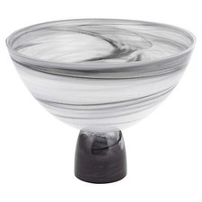 10 Black and Gray Swirl Mouth Blown Glass Footed Centerpiece Bowl