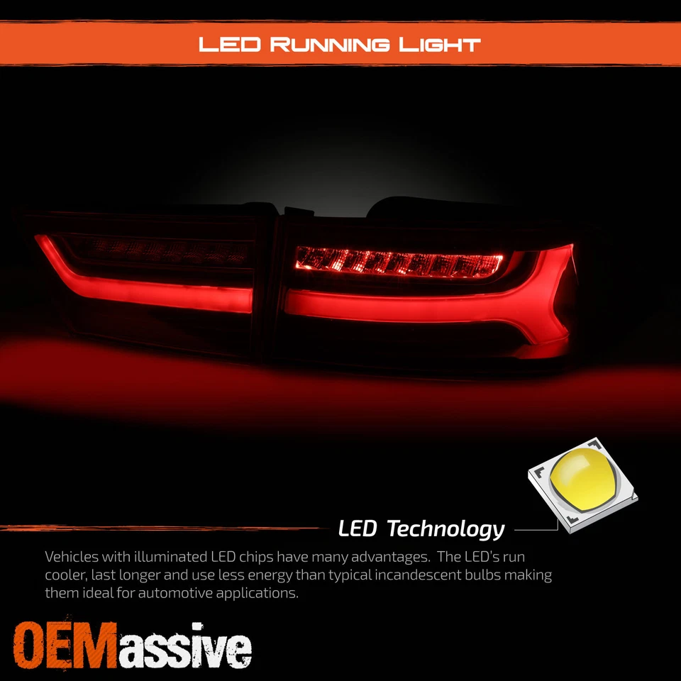 For 2004-2008 Acura TSX LED Light Bar Tail Lights Brake Lamp - Black Housing - Image 4 of 4