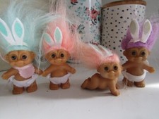 4 Troll Dolls 2" Russ 3 Standing 1 Crawling Baby Easter Bunny shipped free