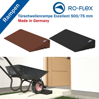 Türschwellenrampe 500/75mm Rollstuhlrampe Rollatorrampe Überfahrrampe Gummirampe