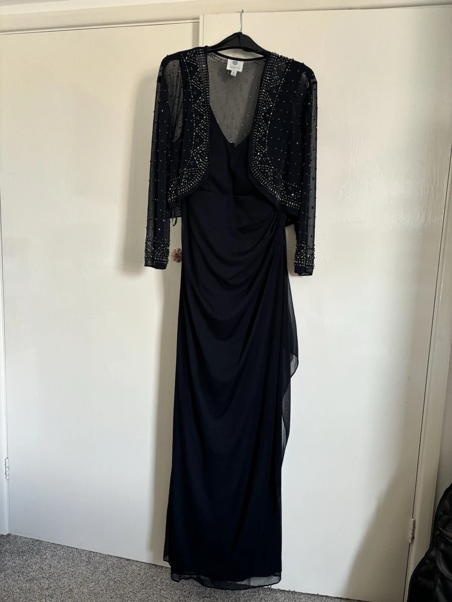 sachin and babi light blue dress Vintage Stenay 100% Silk Black Sequin Beaded Evening Party Formal Dress main image 1