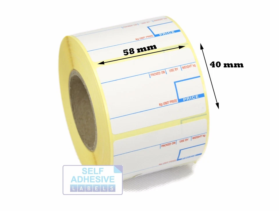 LABEL METRICS 58mm x 40mm CAS compatible scale labels. 1 x Roll, 750 Labels.