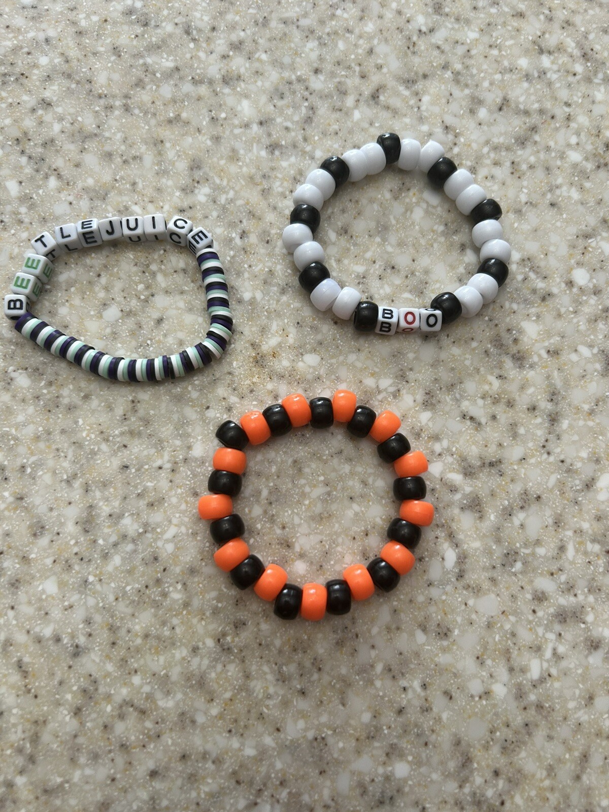 Halloween Kandi Bracelet Set Of 3 Fall Pony Bead Accessories Beetlejuice Inspired-image