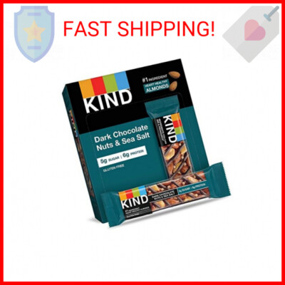 KIND Bars Dark Chocolate Nuts & Sea Salt, Healthy Snacks, Gluten Free, Low Sugar