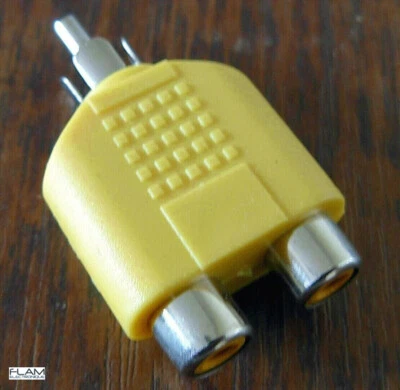 Adaptateur RCA male vers 2x RCA femelle JAUNE Adapter RCA male 2x female YELLOW - Photo 1/2