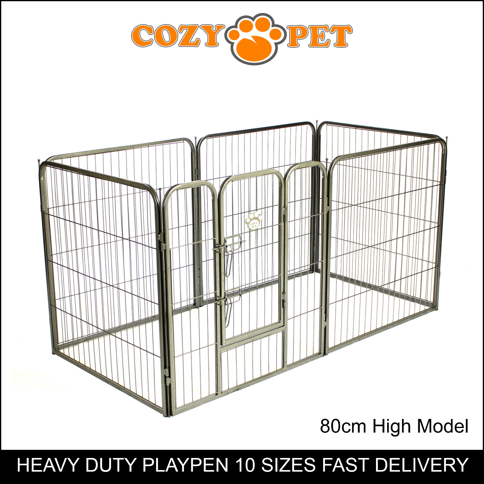 Heavy Duty Cozy Pet Puppy Playpen 80cm High 6 Panel Run Crate Pen Dog