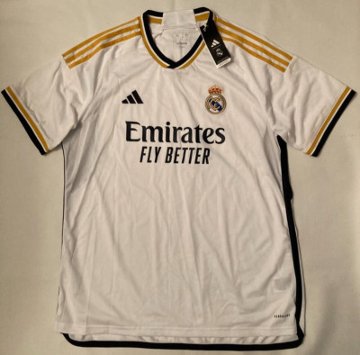 Mens XL Adidas Real Madrid 23/24 White Gold Home Soccer Jersey Shirt HR3796 New