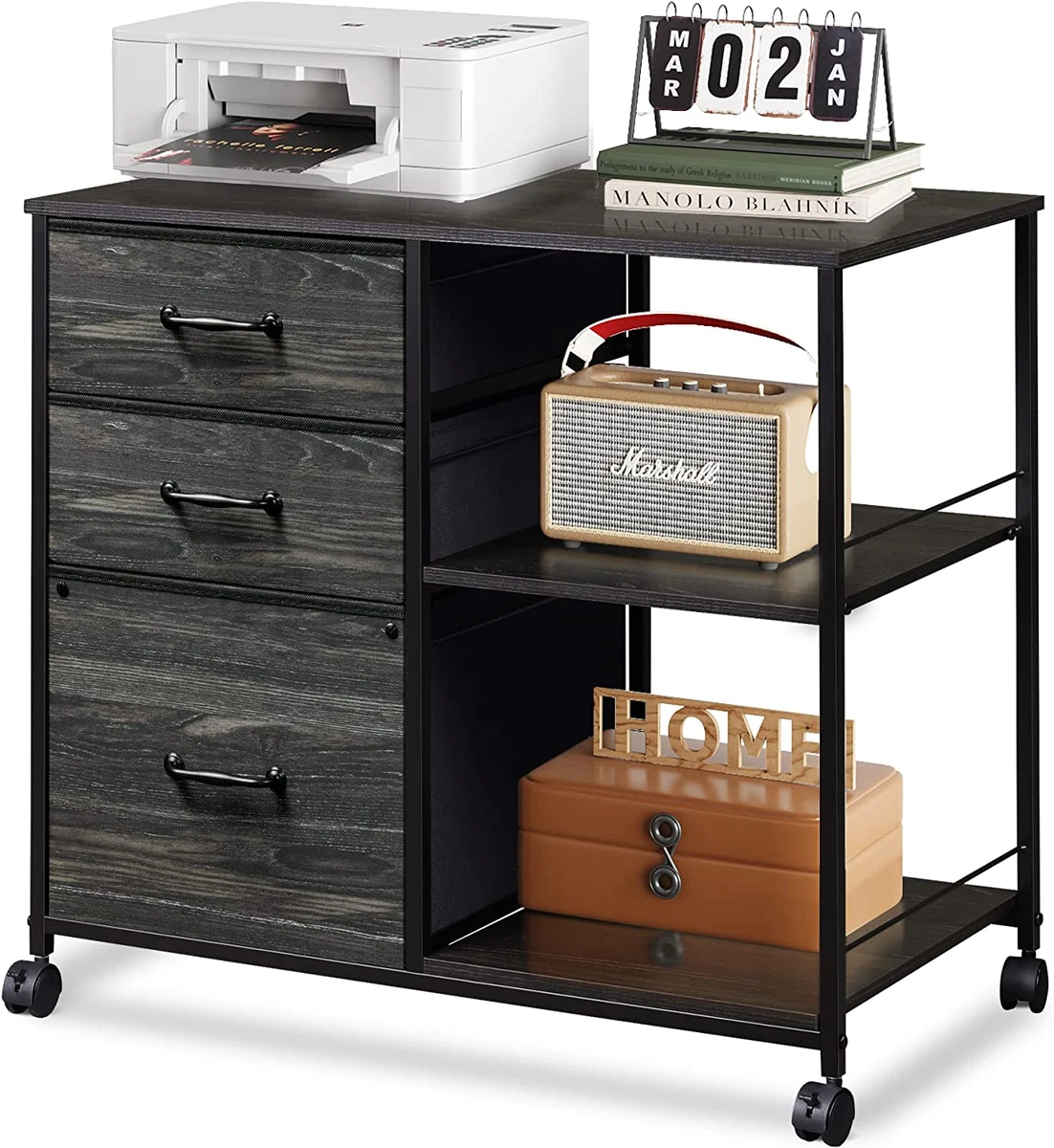 Printer cart with file drawer deals