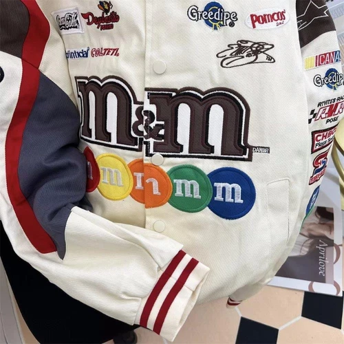 Unisex Adults M&M Printed/EMBROIDERY Casual Loose Motosport Jacket UK S-3XL - Bild 24 von 26