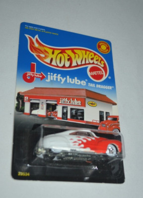 HOT WHEELS 1999 JIFFY LUBE SPECIAL EDITION - TAIL DRAGGER WHITE WITH RED FLAMES