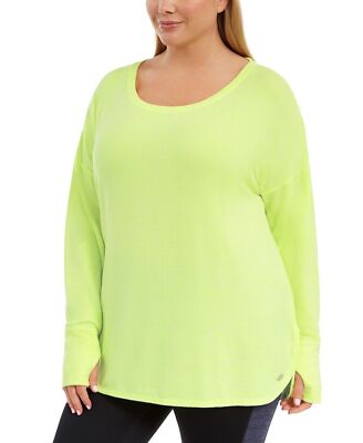 Ideology Top Long Sleeve Soft Knit Shirt Gym Green Women Sz M NEW NWT 433