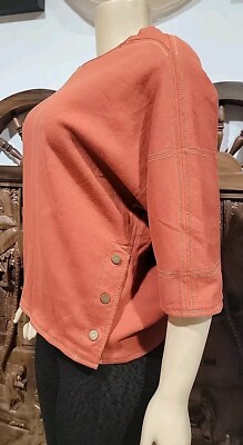 NICE CLAUP Women's Top Tunic Size L Orange Knit Scoop Neck  Half Sleeve #R2