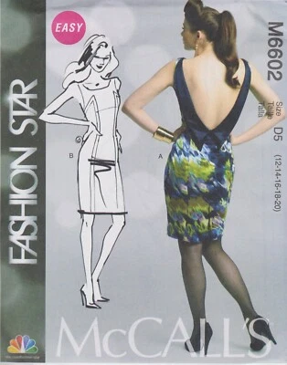 MCCALLS Sewing Pattern Dress, Fitted, Lined, Misses' Size 12 - 20 US #6602