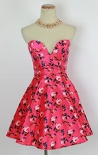 NEW Windsor $85 Fuchsia Strapless Floral Gown Prom Formal Short Dress Size 3 NWT