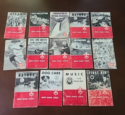 Lot 14  Vintage 1960s 50's Merit Badge Series Books Music First Aid Nature MORE