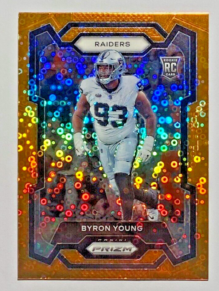 2023 Prizm Football #355 BYRON YOUNG RC Orange Disco Prizm RAIDERS