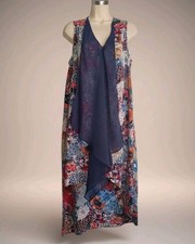 Soft Surroundings Bohemian Floral Chiffon Handkerchief Dress Size Small