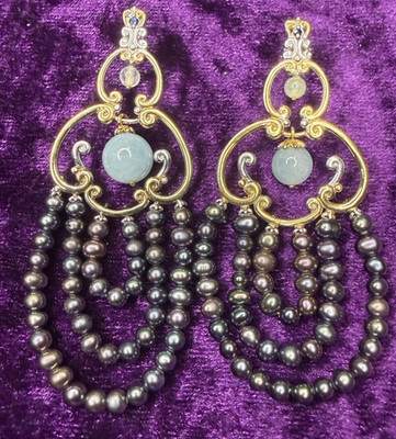Michael Valitutti Earrings Tahitian Pearl Chandelier Dangle 925 Ster En Vouge