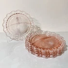 Vintage Anchor Hocking Old Colony Open Lace Pink Depression Glass Plates Set