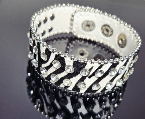Pulseras envolventes con estampado de cebra de cuero a presión brazalete de cristal 12 piezas - Imagen 10 de 24