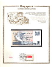 Singapore P-9 1 Dollar 1976 UNC w/FDI UN FLAG STAMP Prefix E/32 392071