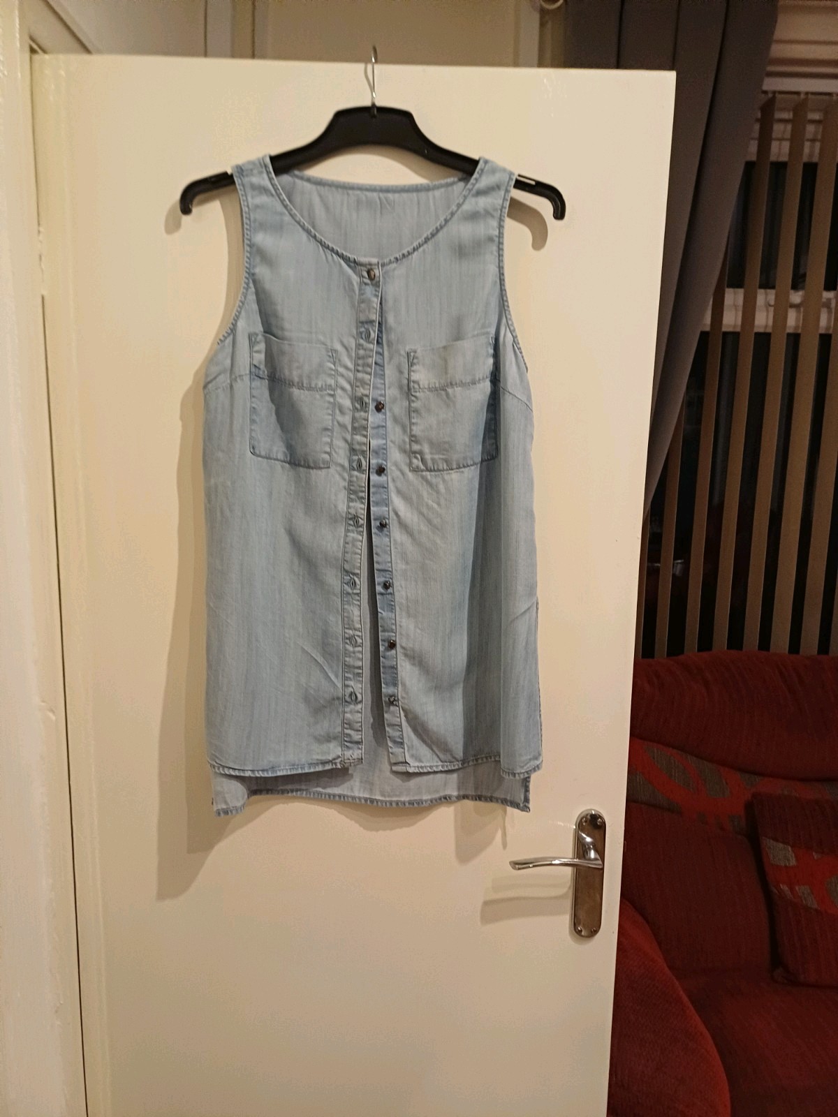 Ladies Matalan Size 10 Blue Sleeveless Button-Through Blouse image 3