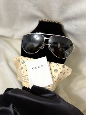 NEW   Gucci GG1513S 003 Sunglasses Silver/Grey Pilot 64-13-145 $710