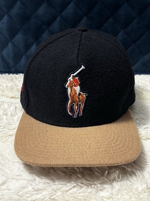 Vintage New Era  Hat Cap StrapBack Blue Brown Mens Rare  Wool Polo