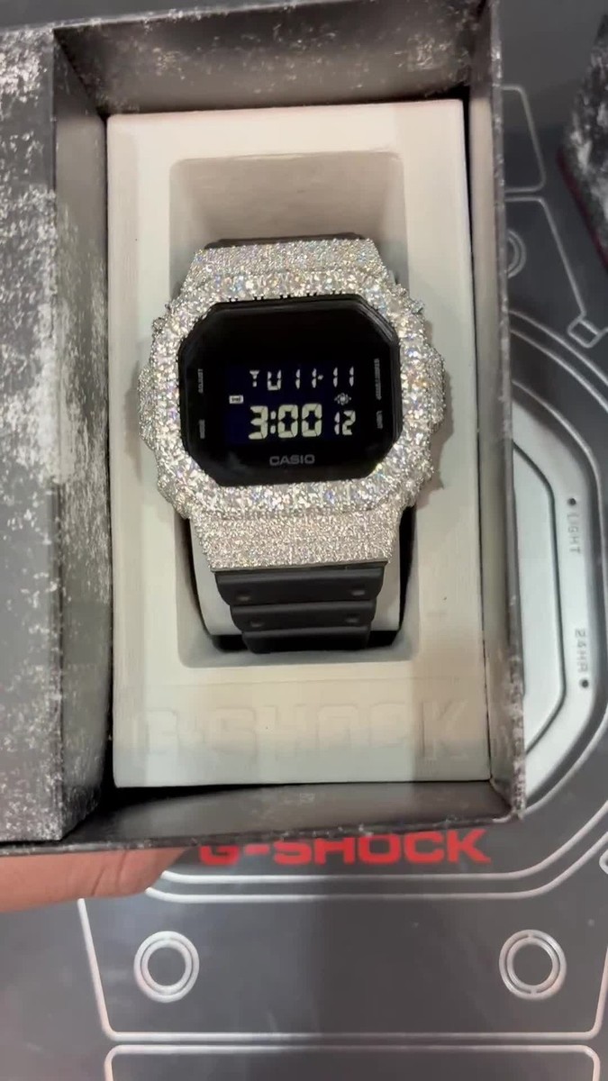 Casio G Shock Iced Out Watch VVS1 Moissanite Genuine DW5600